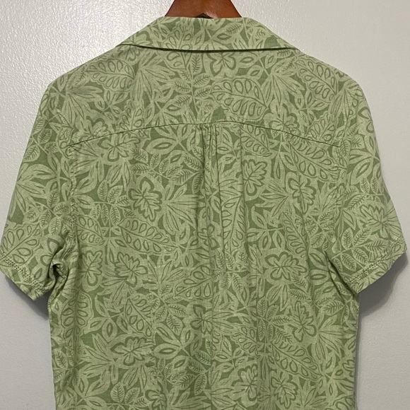 Cappagallo Linen Blend Tropical Botanical Womens Button Up Shirt Large Collared - Picture 6 of 10